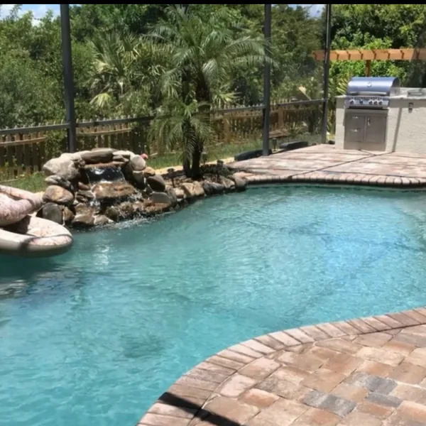 Poolscape paver installation