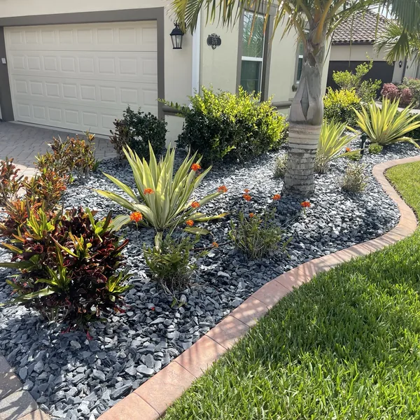 Rock bed and planting installation