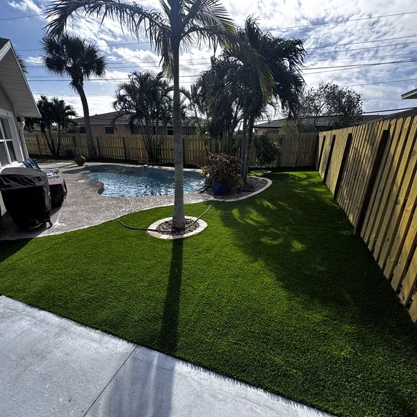 Artificial turf backyard